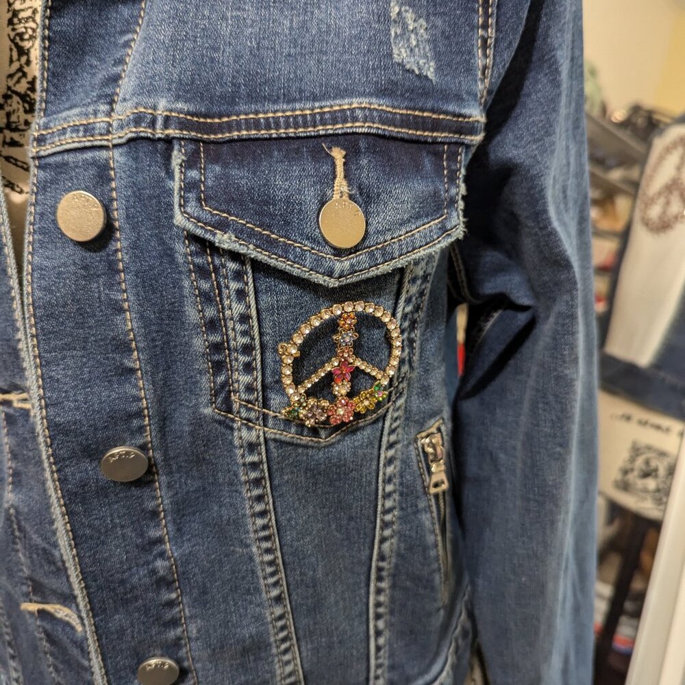 NWT Upcycled Handmade Denim Womans Jacket Apt.9 Small Distress - Picture 2 of 9